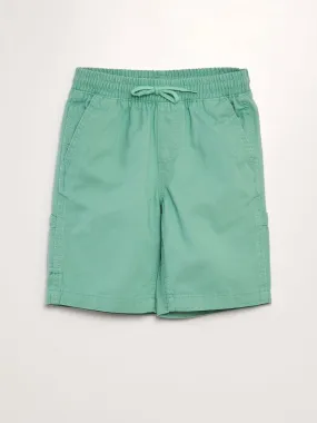 Short élastiqué façon denim - Vert