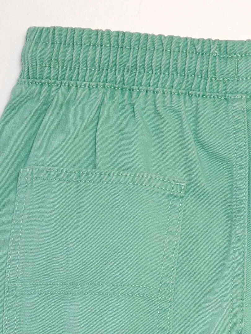 Short élastiqué façon denim - Vert