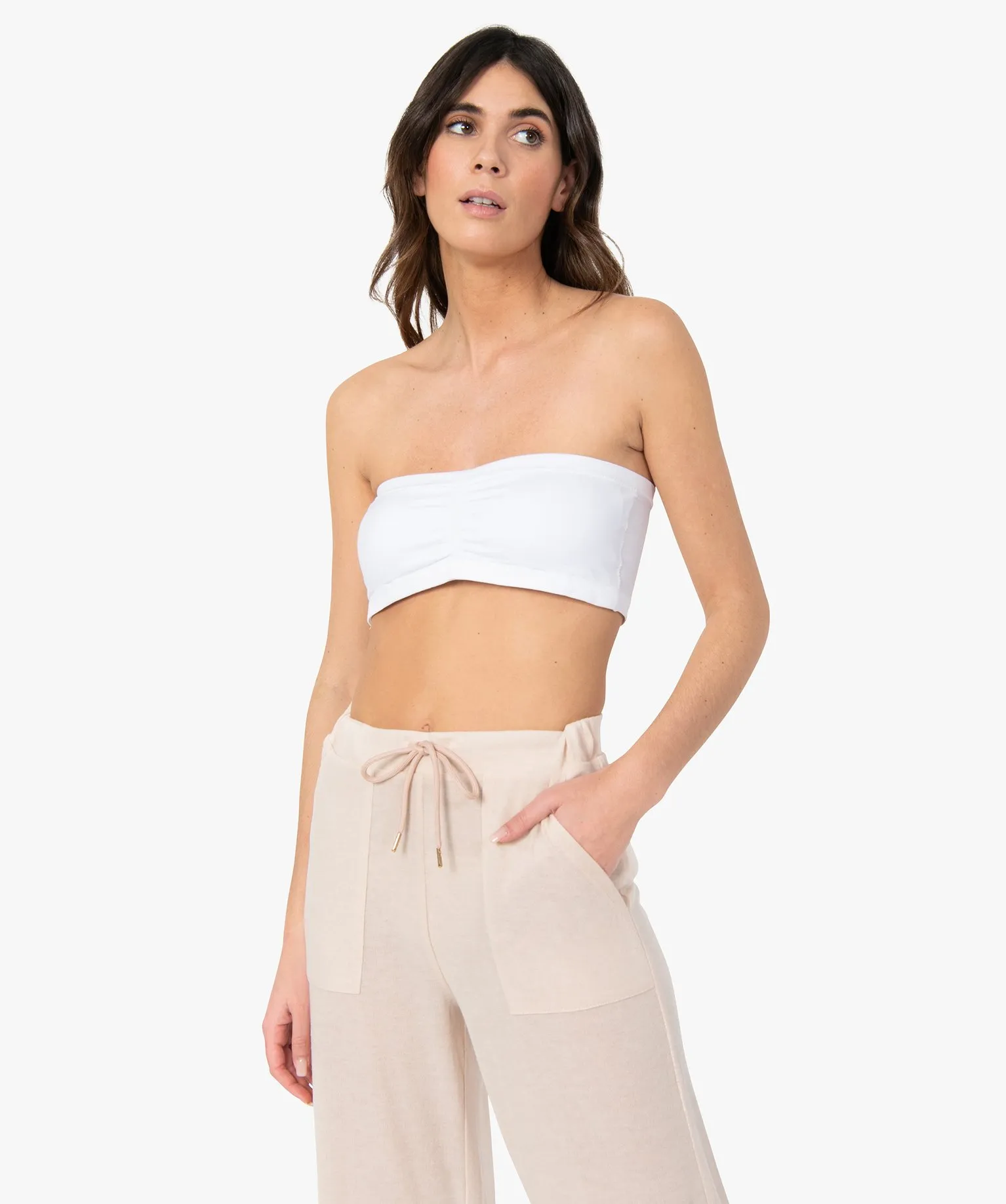 soutien-gorge bandeau avec coussinets amovibles blanc soutien-gorge bandeau