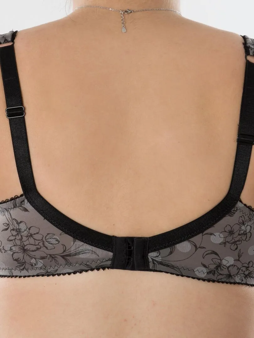 Soutien-gorge d'allaitement armatures souples OPHÉLIE 'Bogema' - Gris Argenté Blanc