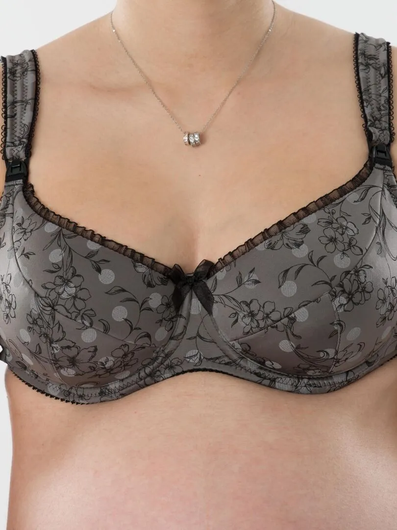 Soutien-gorge d'allaitement armatures souples OPHÉLIE 'Bogema' - Gris Argenté Blanc