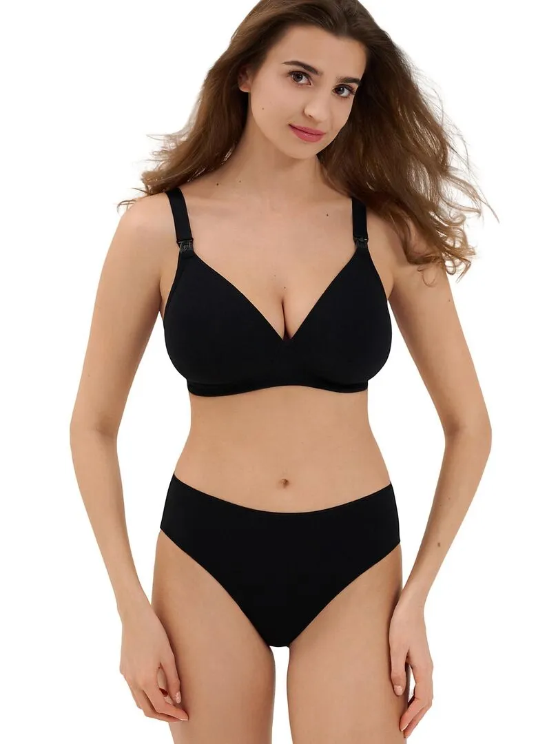 Soutien-gorge d'allaitement préformé sans armatures Lucy - Noir