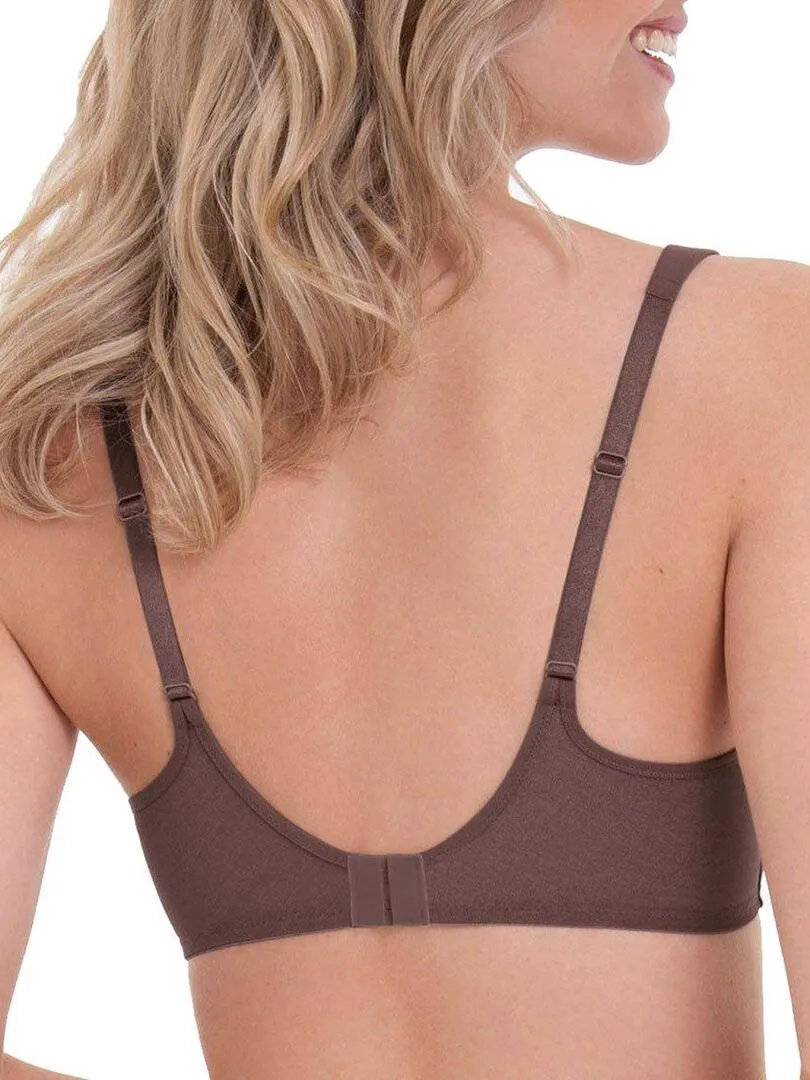 Soutien-gorge paddé recouvert de tulle Eve - Marron