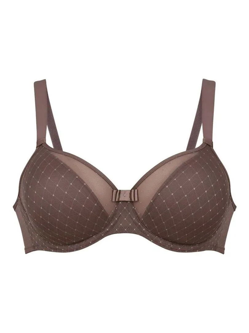 Soutien-gorge paddé recouvert de tulle Eve - Marron