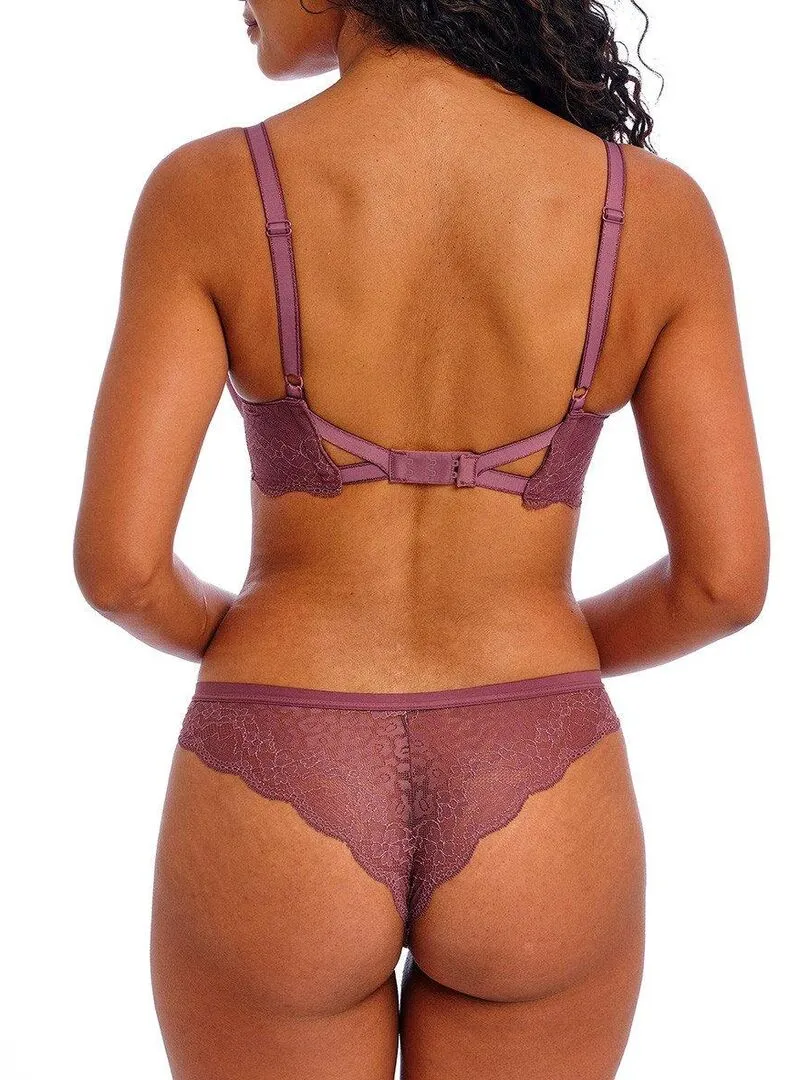 Soutien-gorge plongeant en dentelle à armatures Fancies - Marron