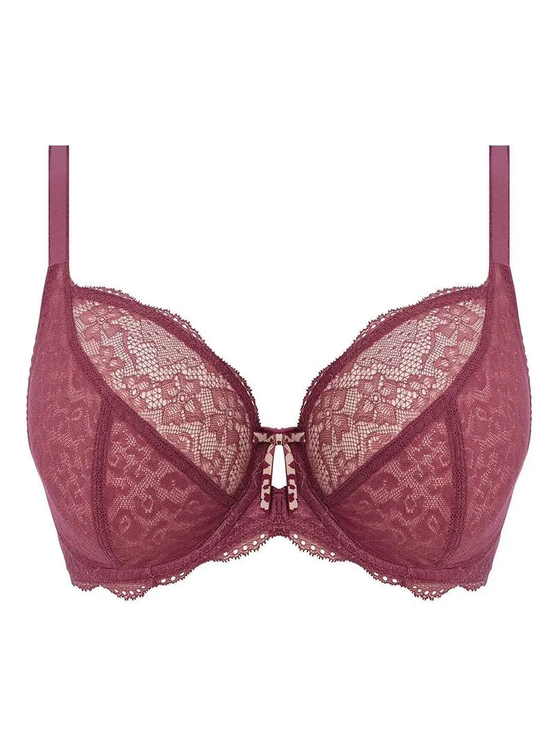 Soutien-gorge plongeant en dentelle à armatures Fancies - Marron