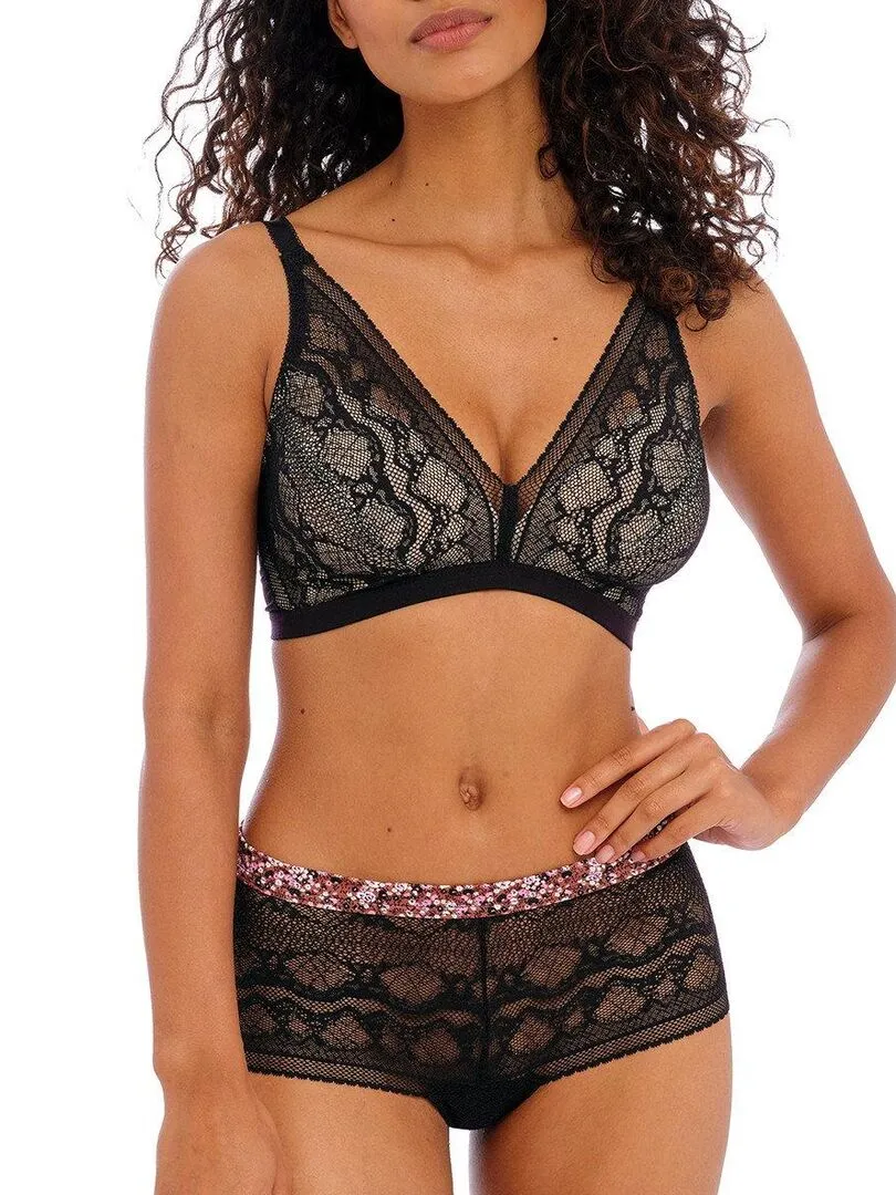 Soutien-gorge sans armatures en dentelle Infinity fields - Noir