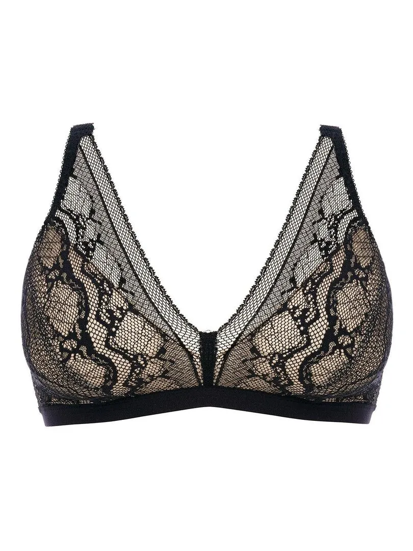 Soutien-gorge sans armatures en dentelle Infinity fields - Noir