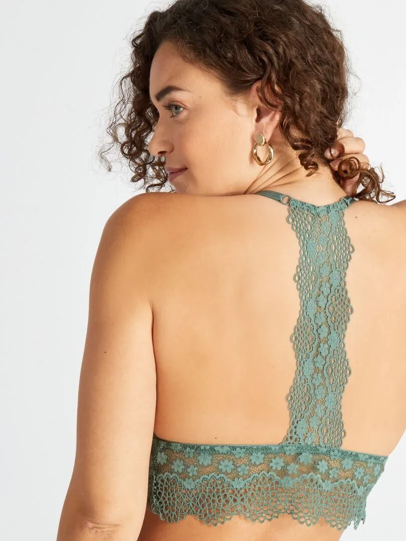 Soutien-gorge triangle en dentelle - Vert