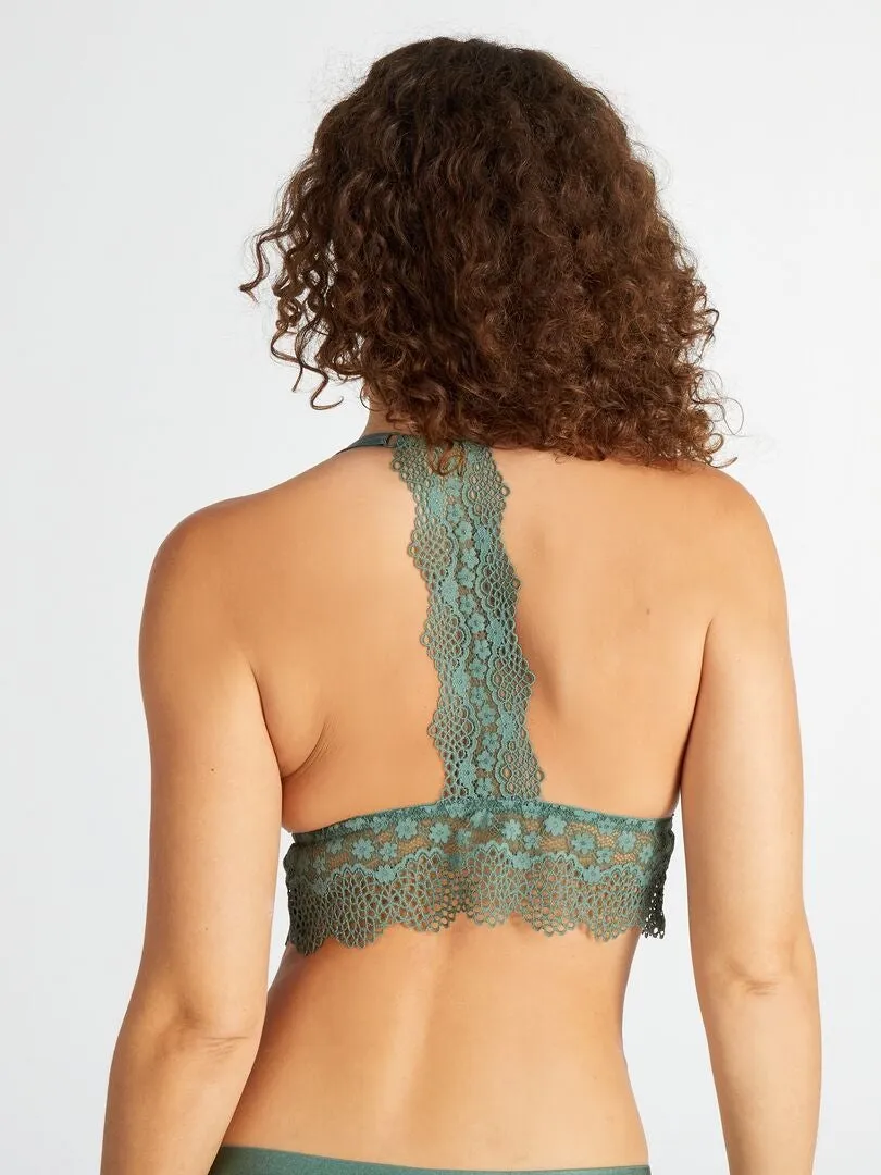 Soutien-gorge triangle en dentelle - Vert