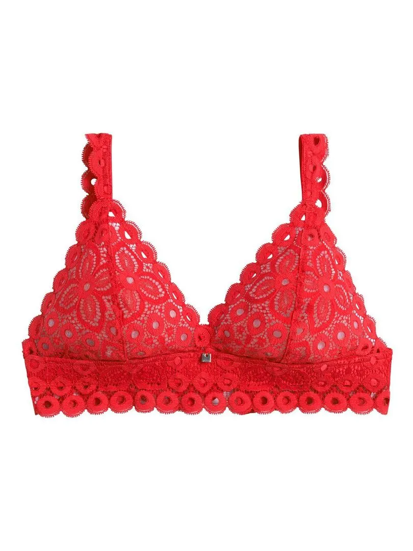 Soutien-gorge triangle sans armatures INTREPIDE - Camille Cerf & Pomm'Poire - Rouge