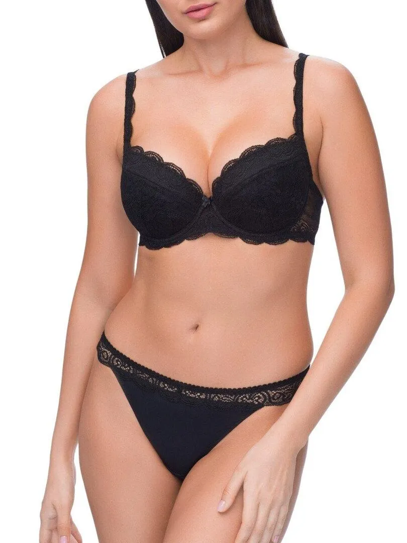 Soutien-gorge à coussinets amovibles en dentelle Snezhana - Noir