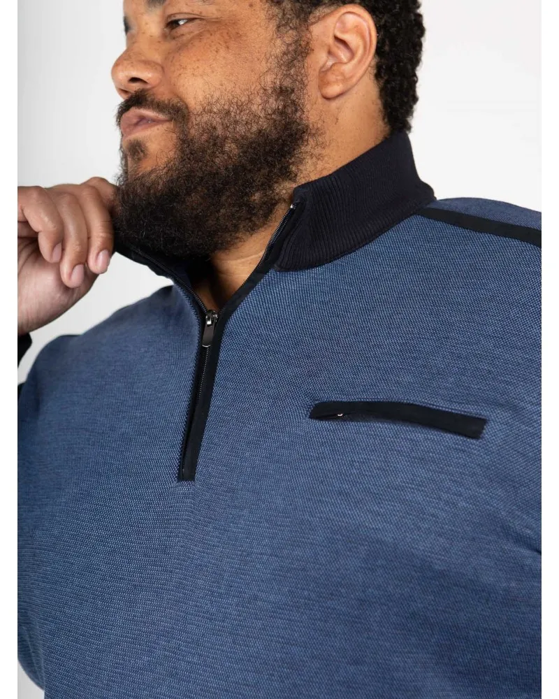 Sweat bi-matière Maneven grande taille bleu marine - Size-factory