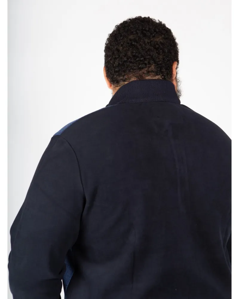 Sweat bi-matière Maneven grande taille bleu marine - Size-factory