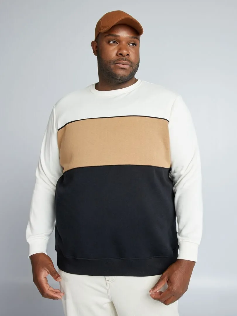 Sweat en molleton gratté colorblock - Noir/Blanc