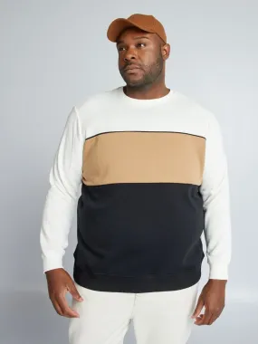 Sweat en molleton gratté colorblock - Noir/Blanc