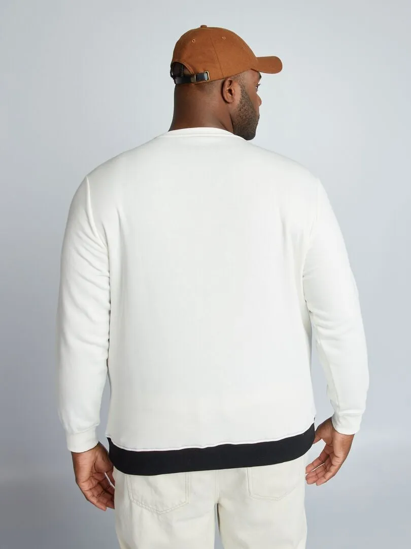 Sweat en molleton gratté colorblock - Noir/Blanc