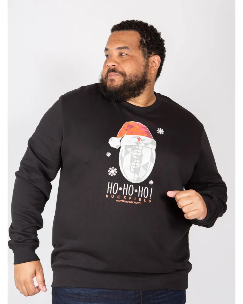 Sweat Noël Ruckfield grande taille noir - Size-factory