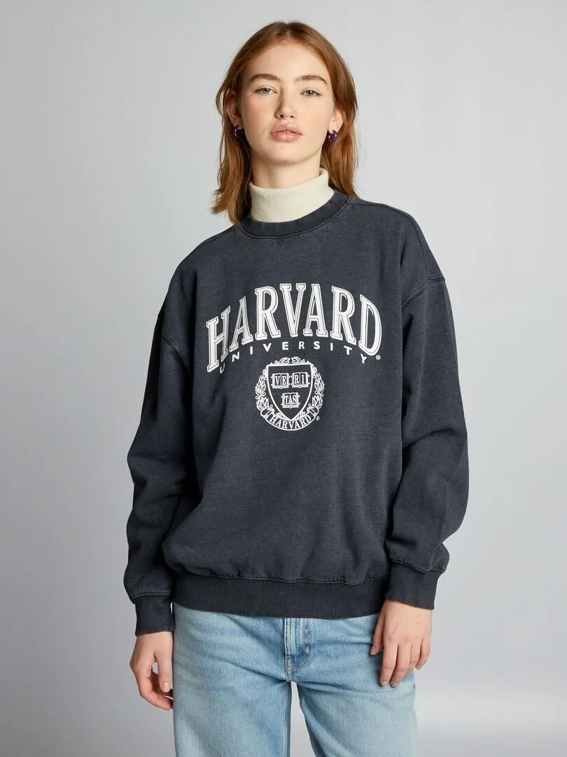 Sweat oversize 'Harvard' à col rond - Gris