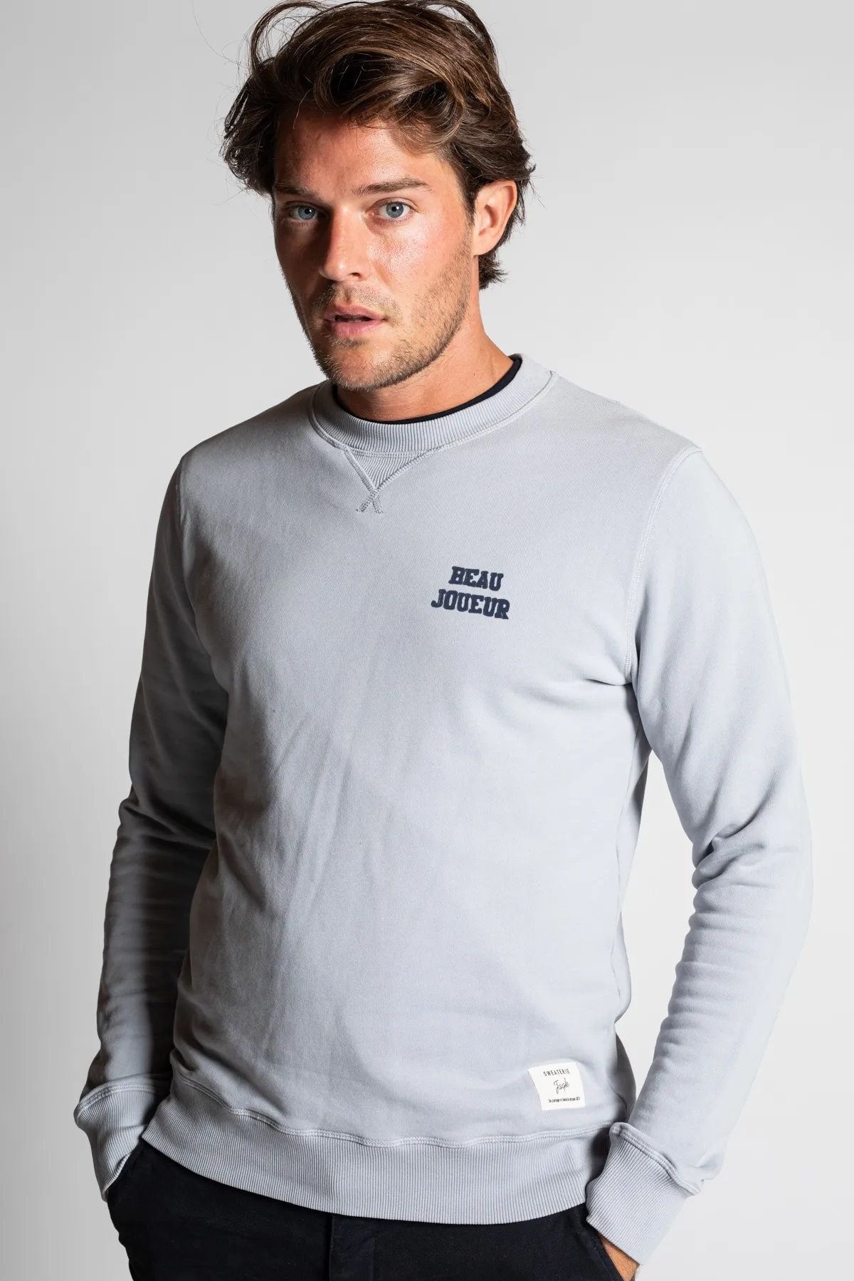 Sweat The Beau | Coton organique | Mode Homme responsable | JAQK Taille S Couleur Gris Bleuté