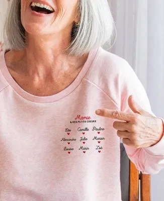 T-Shirt femme Mamie et ses petits coeurs personnalisés