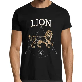 T-Shirt noir Lion | 100% coton | Signe Astrologique | Horoscope | Astrologie