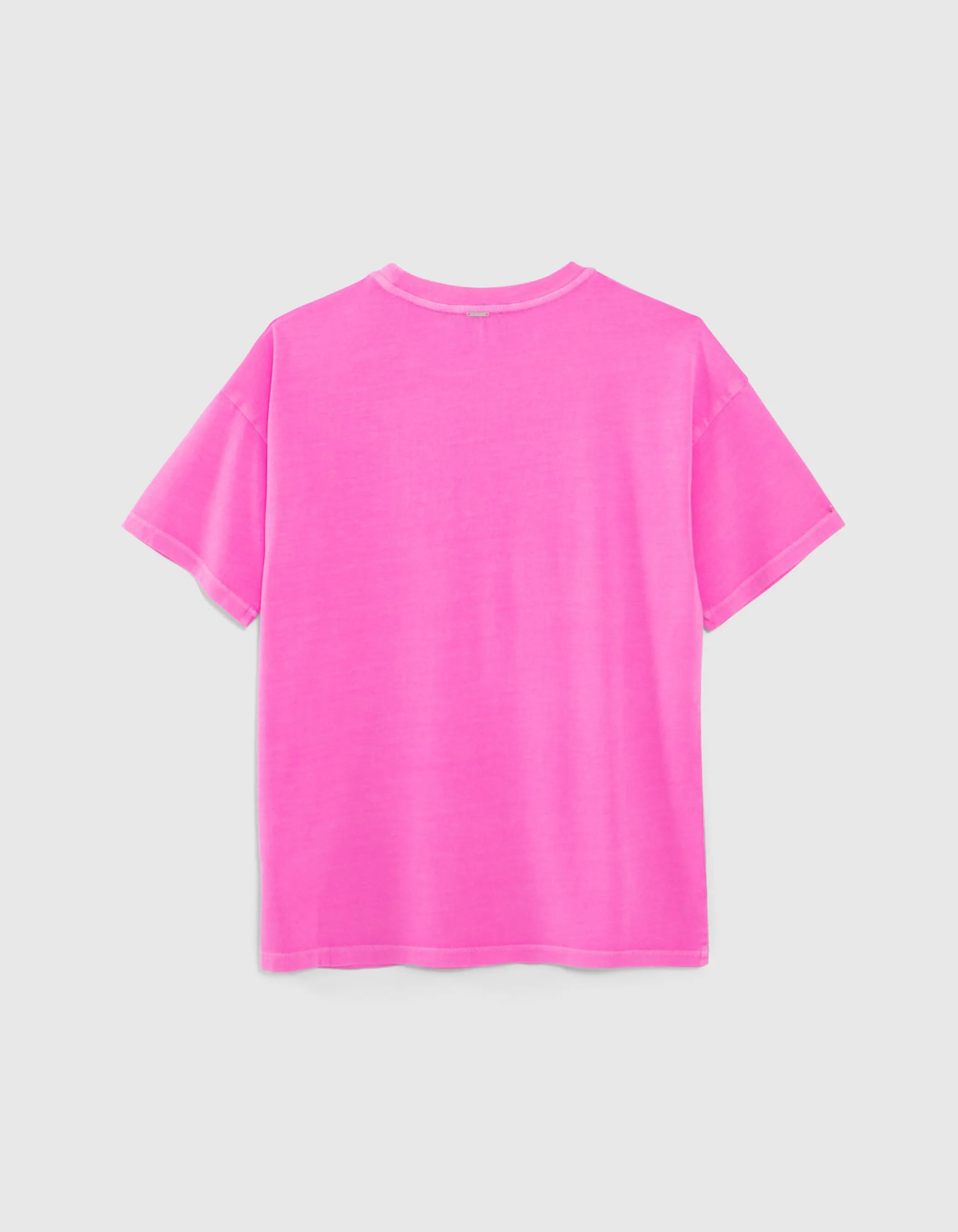 T-shirt rose fluo message pailleté fille