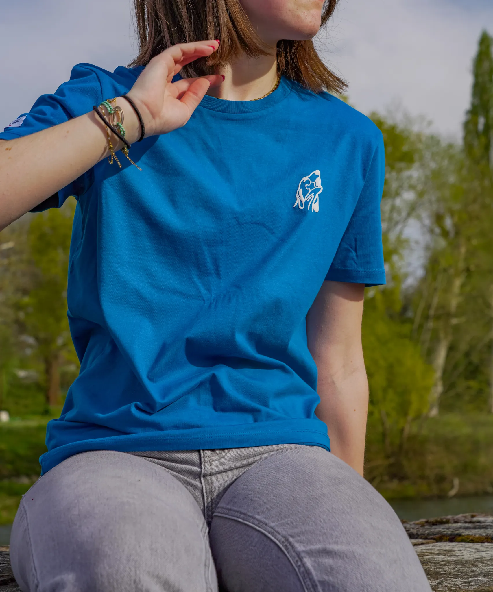 T-shirt unisexe (Bleu) - Tête de chien - Chasse Tricolore