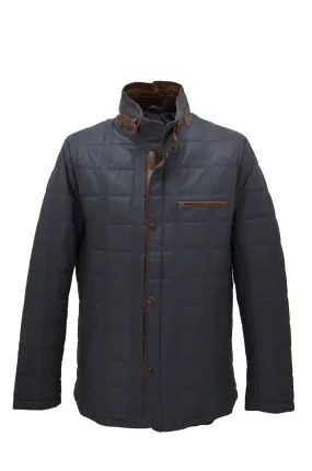 Veste cuir homme navy