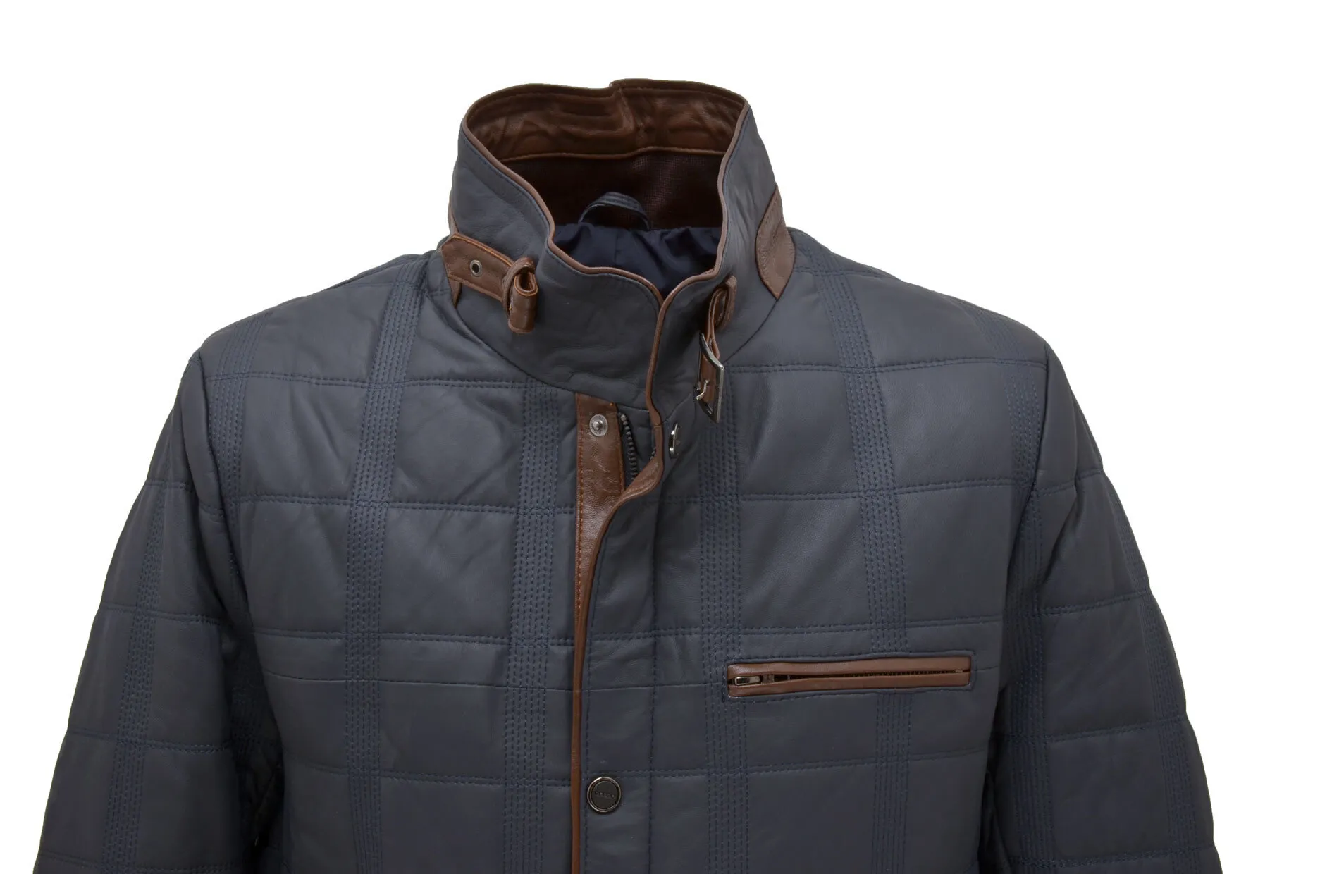 Veste cuir homme navy