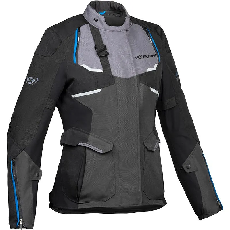 Veste EDDAS LADY IXON GRIS/NOIR/BLEU - MAXXESS.FR, Veste moto