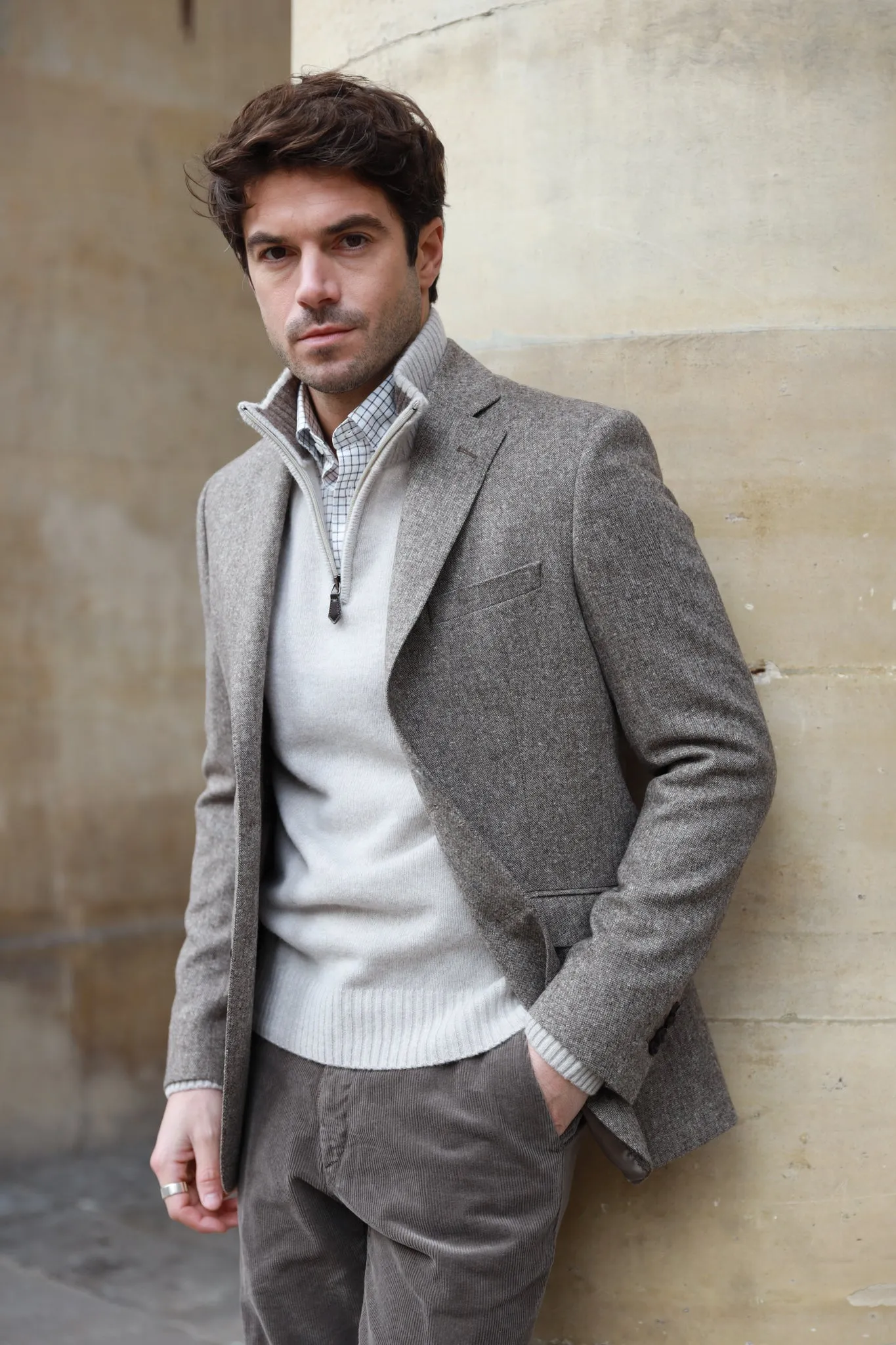 Veste Goal pure laine en tweed - Beige